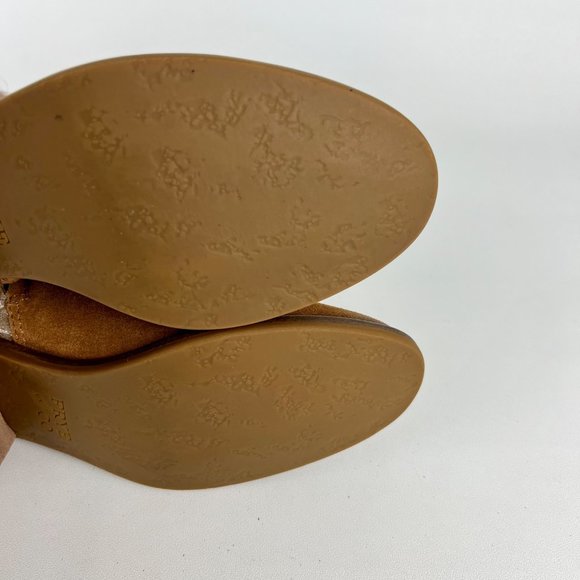 Frye Caden Womens Suede Notched Ankle Bootie Cognac Tan Metallic Heel size 6 - Picture 14 of 16